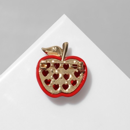 Brooch "Apple" with hearts, color in gold-1