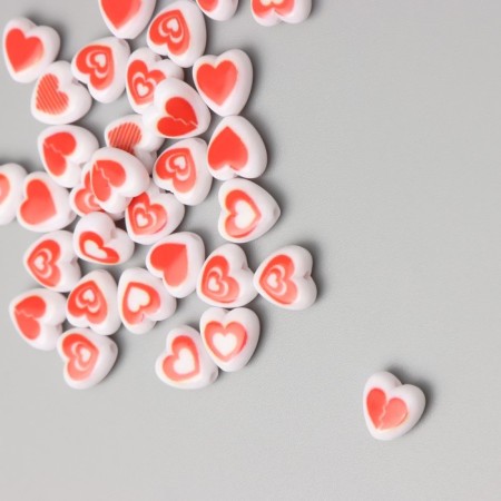 Beads for creativity Plastic "Drawn Heart" white-red set 30 pcs 0.8x0.4 cm-1