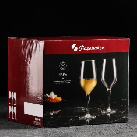 A set of glass glasses for the wine "Ata", 360 ml, 6 pcs-1