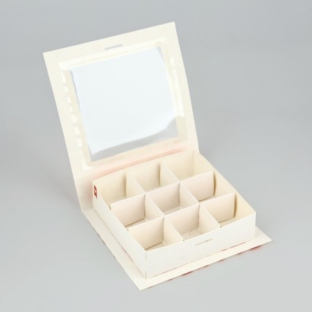Box for 9 sweets with cells “I love you” 14.5 x 13.5 x 3.5 cm-4