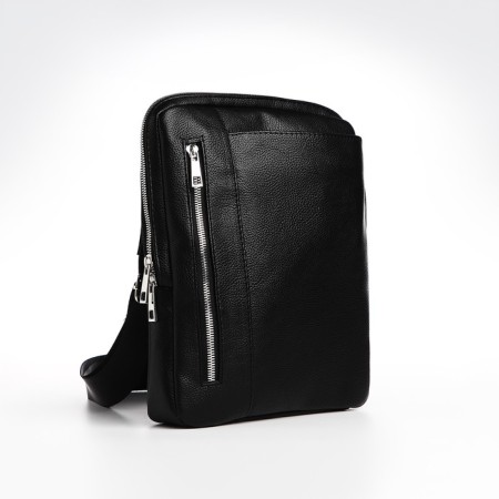Male bag over the shoulder, Textura, artificial leather, black color-1