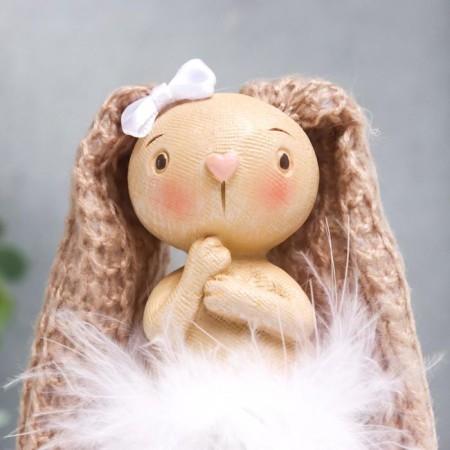Polystone souvenir "Zayushka with a bow in a downy skirt" 27x5.8.8 cm-4