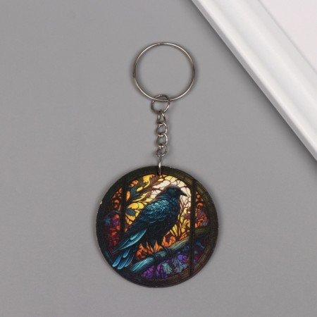 Tail tree "Raven. Stained glass" 4.6x4.6x0.3 cm
