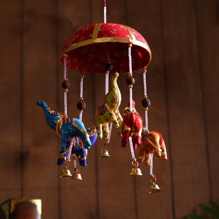 Interior suspension with bells "Elephants" 16x16x40 cm mix-4