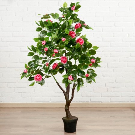 Artificial bush "Kustovaya rose" with a pot, 120 cm, mix-3