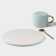Coffee steam ceramic “love”, 3 objects: mug 200 ml, saucer d = 20 cm, spoon h = 14 cm, blue color