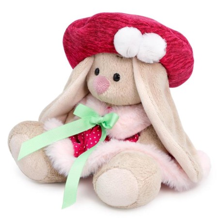 Soft toy "Bunny mi in a skirt and raspberry beret", 15 cm-1