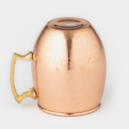 Copper mug, 400 ml, d = 7.5 cm, h = 9 cm, brass handle, with a pattern, 1 variety-3