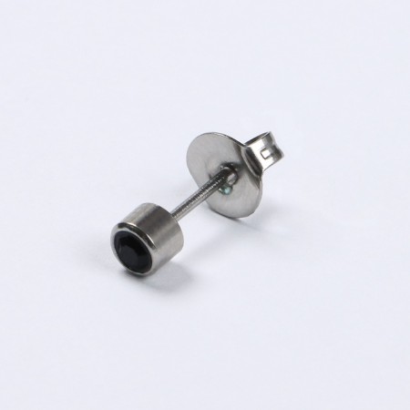 Disposable gun for piercing, earring in the “mini” kit, 4 mm, black color in silver-5