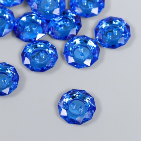 Buttons plastic for creativity 2 punctures "Kant Rhin" set 12 pcs blue d = 1.7 cm