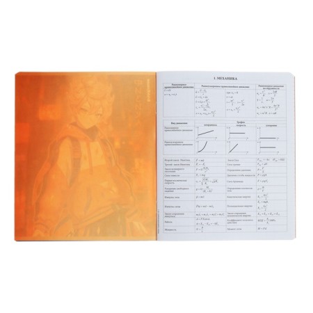 Subject notebook, 48 sheets, cage, physics, Erichkrause "Manga", cardboard cover of twin-lax, unit offset white 100%, information block-2