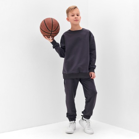 Costume (sweatshirt and trousers) children's minku, graphite color, height 152 cm