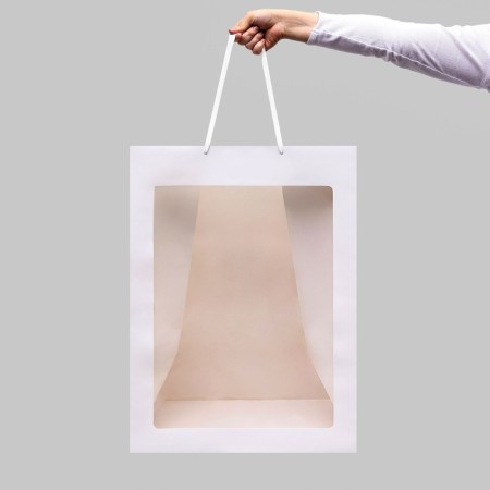 Gift package with a window, white, 60 x 45 x 35 cm