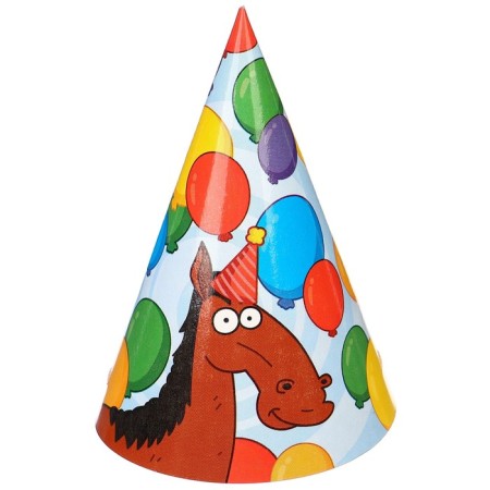 Set of paper caps, 6 people "Happy Birthday", blue tractor-5