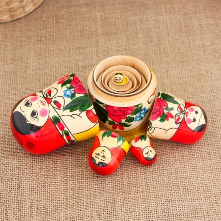 Matryoshka "Larisa", red scarf, 5 puppet, 14-15 cm-3