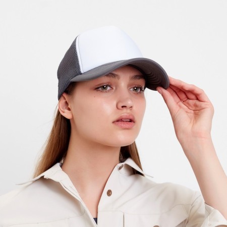 Women's baseball cap with minaku grid, gray color, size 56-58-5