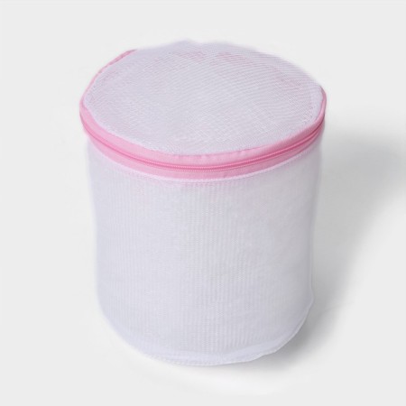 A bag for washing linen with a dilate disk, 15 × 15 × 19 cm, small mesh, white color-3