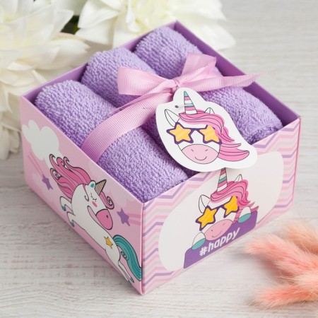Set of terry towels "Happy" 30x30 cm - 3 pcs