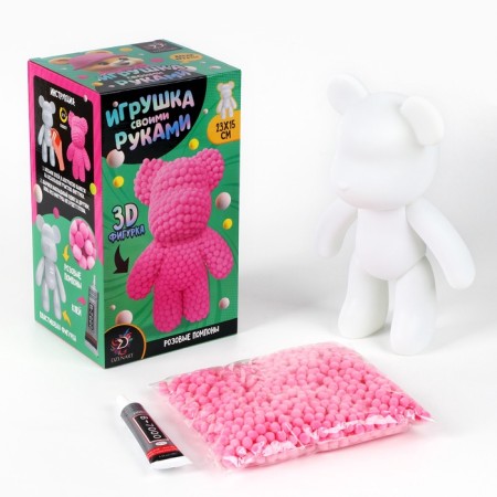Toy pompons "Bear", color pink TMP-1