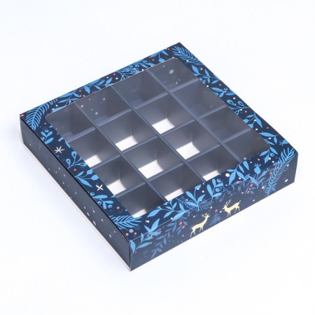New Year. Box of 16 sweets, 17.7x17.7x3.8 cm, confectionery packaging-3
