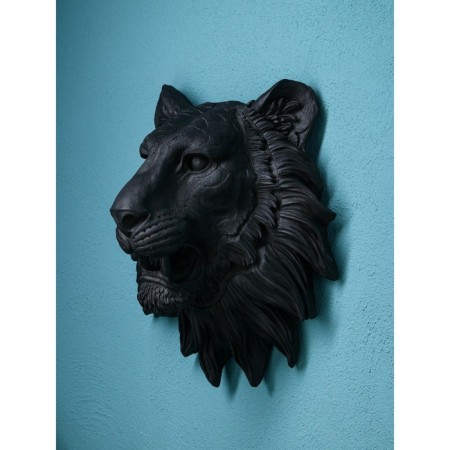 The wall figure "Leo's head", polystone, 50 cm, black matte color-1