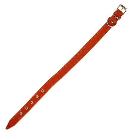 Leather collar on synthetic winterizer, 45 x 2 cm, Osh 25-35 cm, orange-2