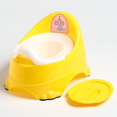 Pot children's anti-slip "Baby-compot" with a lid, a removable bowl, color yellow-1