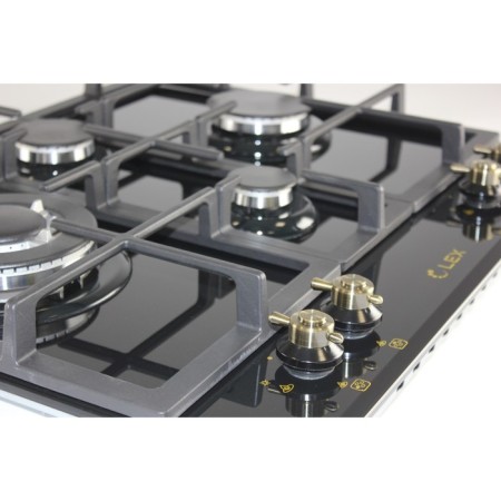 The hob Lex GVG 643c Bl, gas, 4 burners, cast -iron gratings, black glass-1