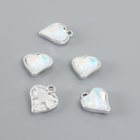 Decor for creativity metal, rhinestones "heart" white 1.6x1.4 cm