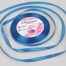 Satin ribbon, 6 mm × 23 ± 1 m, the color of the azure-blue No. 97