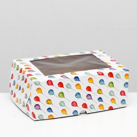 Box for 6 cupcakes with a window, "balls", 25 x 17 x 10 cm-2