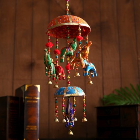 Interior suspension with bells "Elephants" 16x16x40 cm mix