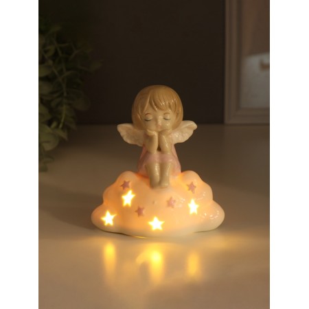 Souvenir Ceramics Light "Angel soap in pink on a cloud" 5.5x12x11 cm-1
