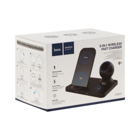 Wireless charger Hoco CW33 3-B-1, 15 W, Type-C, 2 A, black-6