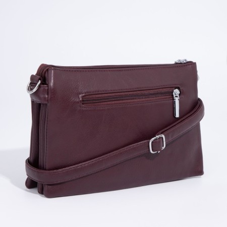 Cross-Bodi bag with zipper, burgundy color-1