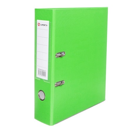 A4, 75 mm registrar, calligrata, PVC, embossing "Len", metal edging, pocket for a spine, collected, light green, mix-1