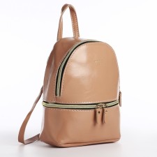 Open-ryczak-mini made of artificial leather with a zipper, powder color