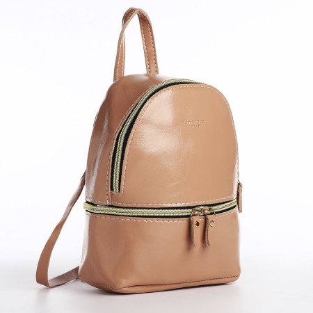 Open-ryczak-mini made of artificial leather with a zipper, powder color
