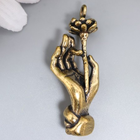 Souvenir brass "Hand with lotus" 4.5x1.5 cm-4