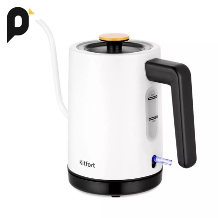 Electric ketter KitFort KT-6642, for cooking coffee, plastic, 0.8 l, 1600 watts, black and white