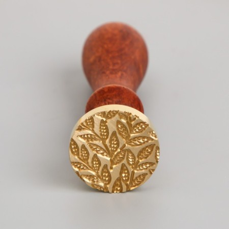 Printing for wax with a wooden handle "branches" 9x2.5x2.5 cm-1