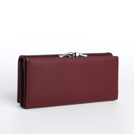 Women's wallet on a magnet, burgundy color-1