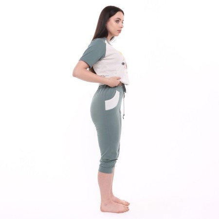 Women's set (T -shirt, Bridges), green color, size 54-4