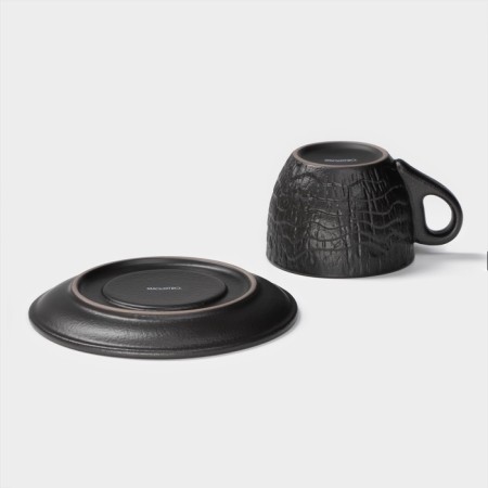 Чайная пара Magistro Black style, 2 предмета: чашка 200 мл, блюдце d=14,5 см, фарфор, цвет чёрный-2