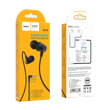 Hoco M79 headphones, wired, vacuum, microphone, jack 3.5 mm, 1.2 m, black-5