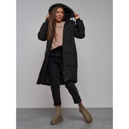 Coat insulated winter female, size 44, black color-16