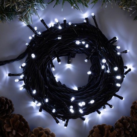 Garland “thread” 10 m, IP44, UMS, dark thread, 100 LED, white glow, 220 V