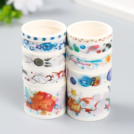 Glue tape Paper "Witch Utility" set 10 pcs width. 0.5/1/1.5/3 cm dl. 2 m