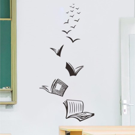 Sticking plastic interior black "Flying Books" 30x60 cm