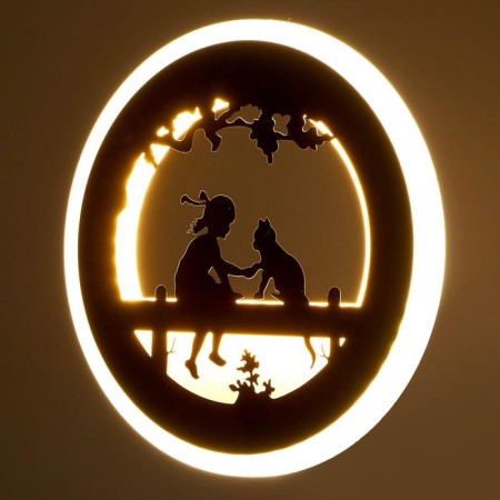 Sconces "Girl and kitten" LED 24W 3000-4000K Black 22x3.5x22 cm-2